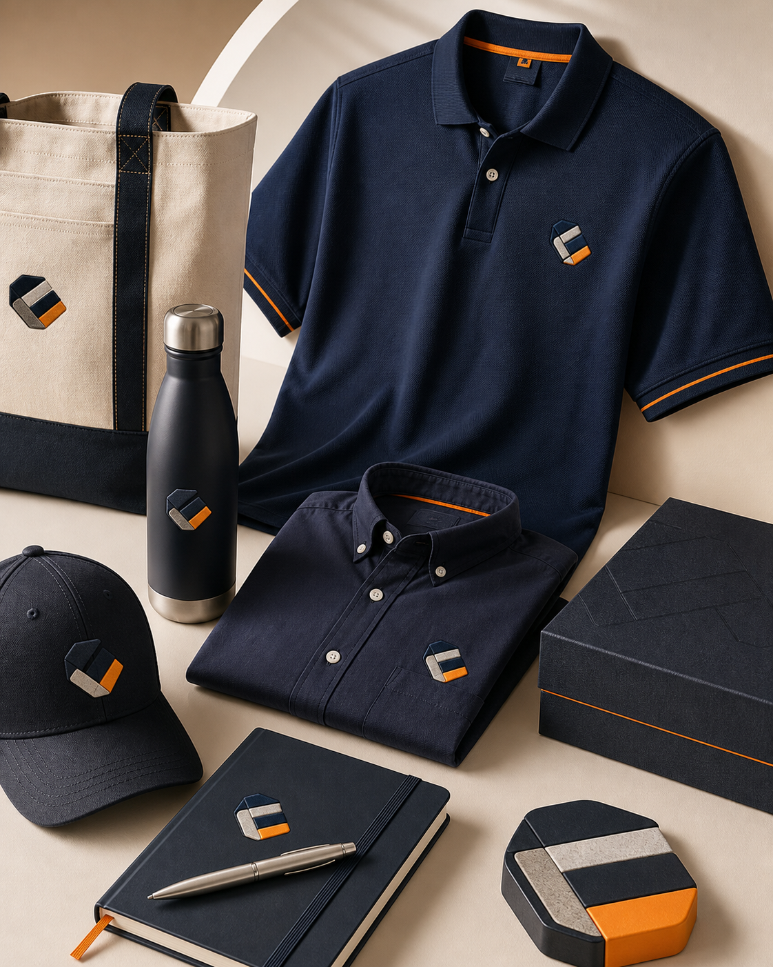 A selection of custom branded merchandise